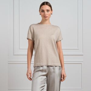 Brunello Cucinelli BEIGE T-SHIRT WITH CASHMERE AND SILK L